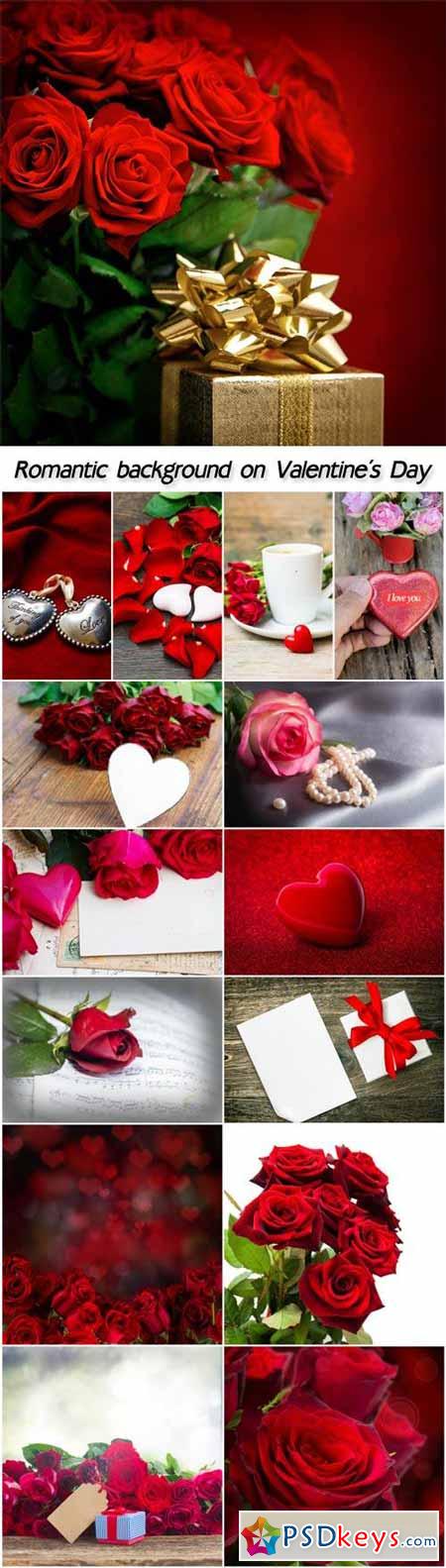Romantic background on Valentine's Day, hearts and roses