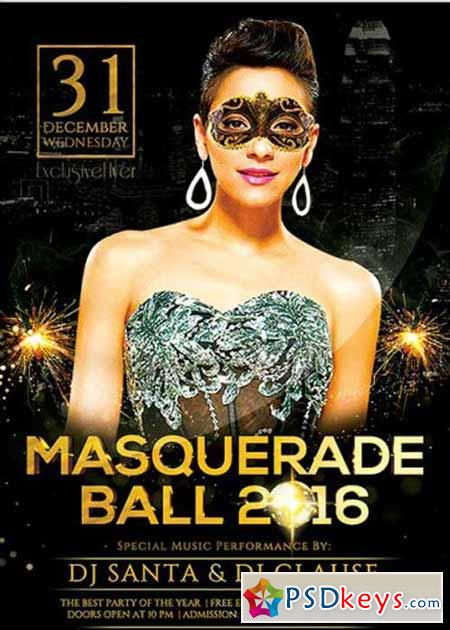 Masquerade Ball 2016 Premium Flyer Template + Facebook Cover