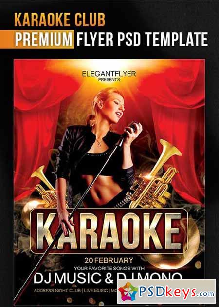 Karaoke Club Flyer PSD Template + Facebook Cover