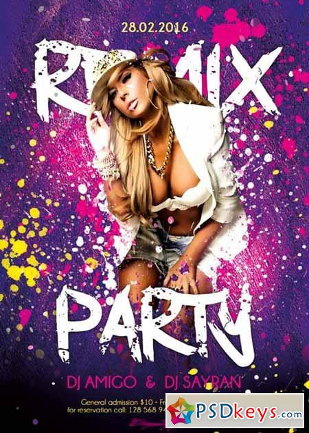 Remix Party Flyer PSD Template + Facebook Cover