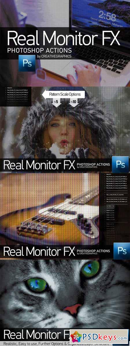 Real Monitor FX Photoshop Action 505546