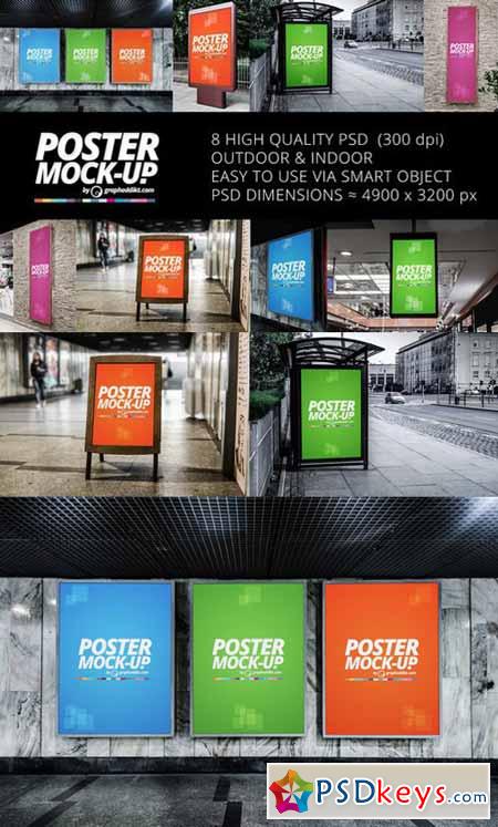 8 Poster mockups indoor & outdoor 510190