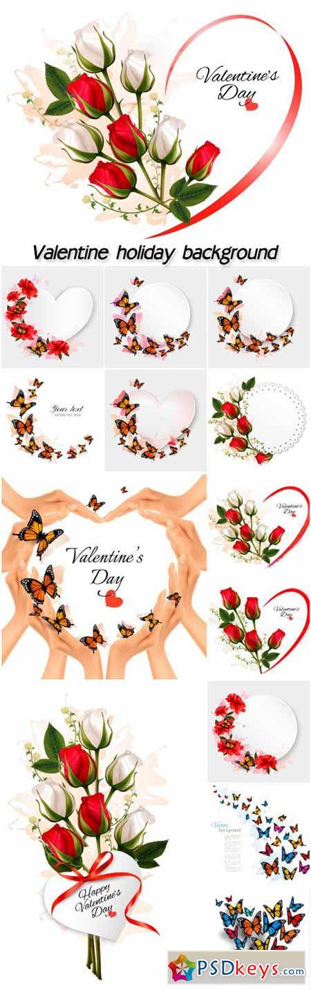 Valentine holiday background with red and white roses