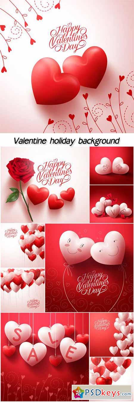 Valentine holiday background with hearts and red rose