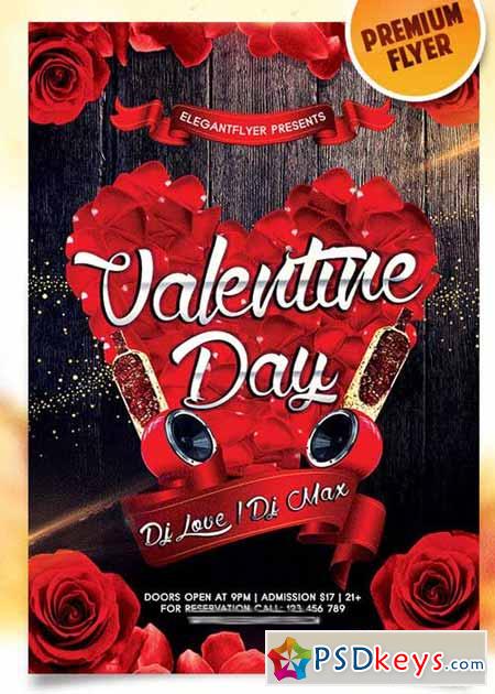 Valentines Day Flyer PSD Template + Facebook Cover