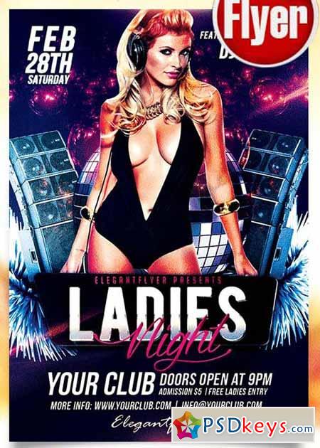 Ladies Night Flyer PSD Template + Facebook Cover