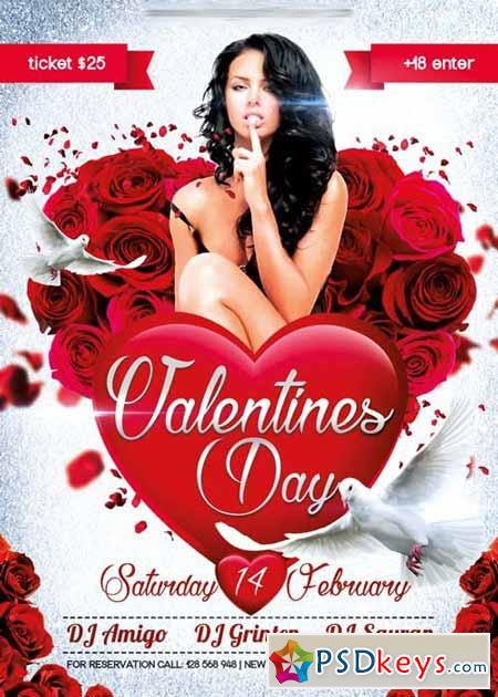 Valentines Day V03 Flyer PSD Template + Facebook Cover