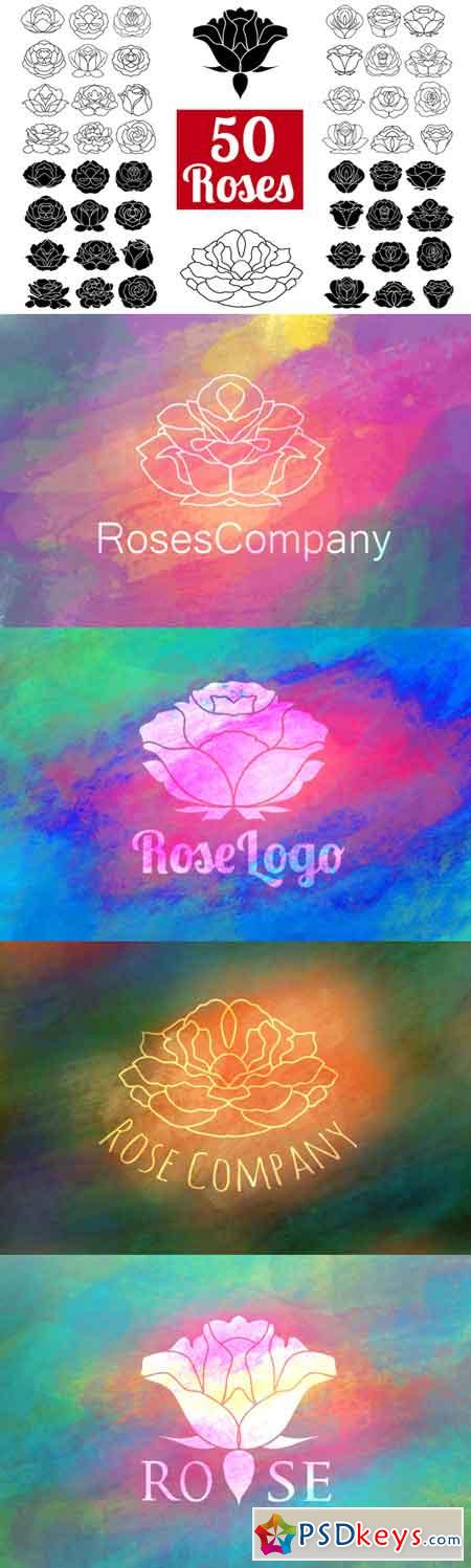 50 Rose Flowers Logo Bundle 519089