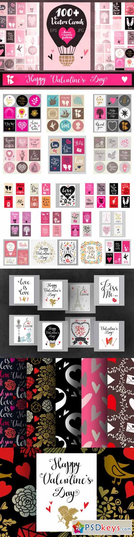 100 + Valentine's Day Vector Cards 517039