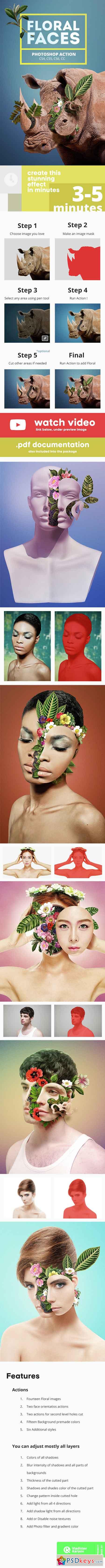 Floral Faces - Photoshop Action 14523331