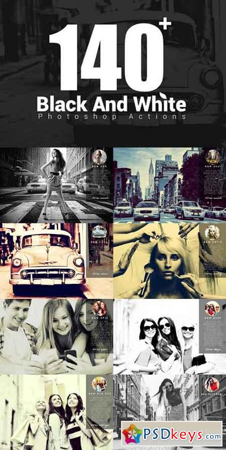 140+ Black & White Photoshop Actions 525051