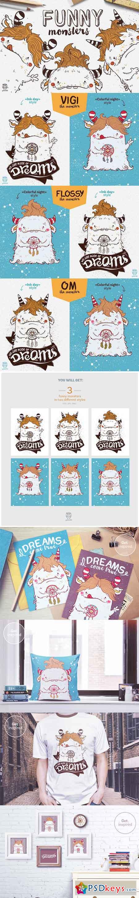 Funny Monsters  Vector Set 476179