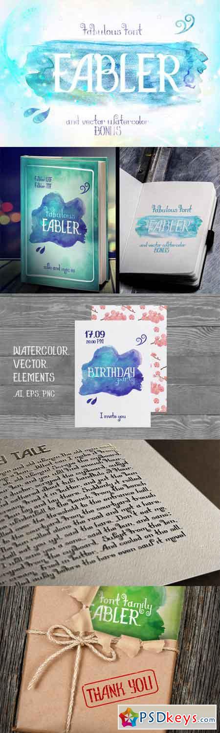 Font Fabler+watercolor bonus 521032