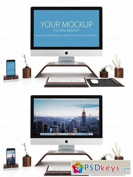 iMac and iPhone mockup in white 524561