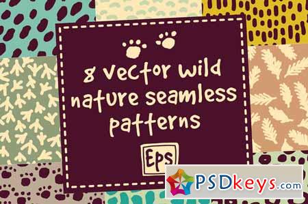 8 vector wild nature patterns set 503875