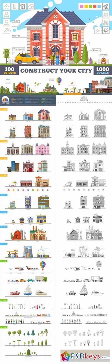 Construct your city, flat vector KIT 157909