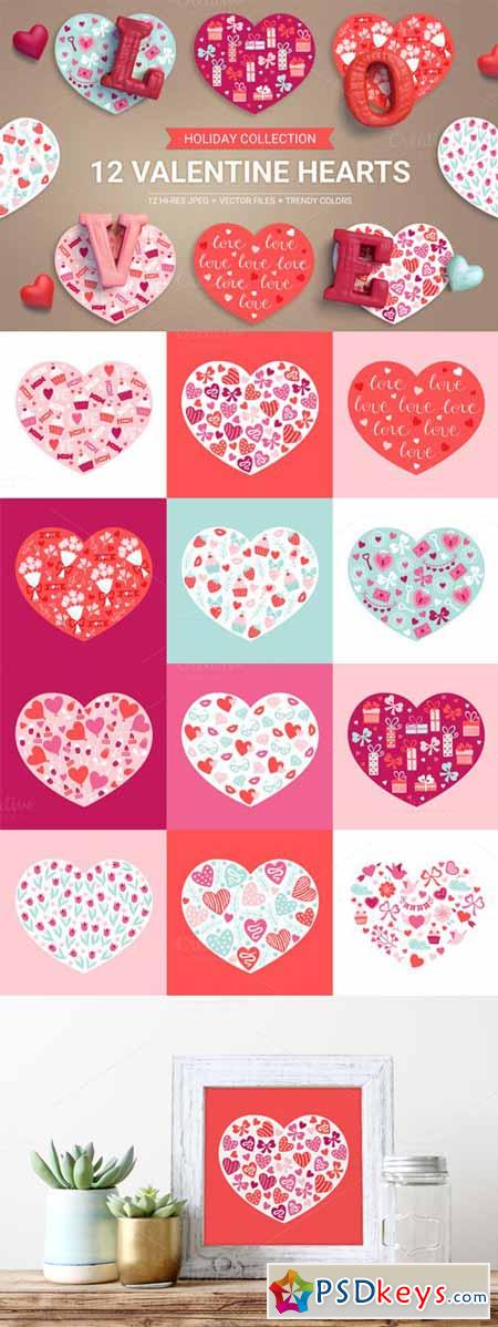 12 Valentine Hearts 517046