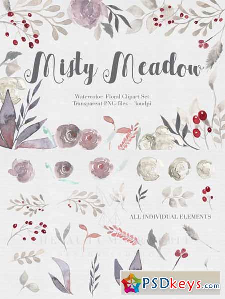 Misty Meadow Floral Clipart Set 476843