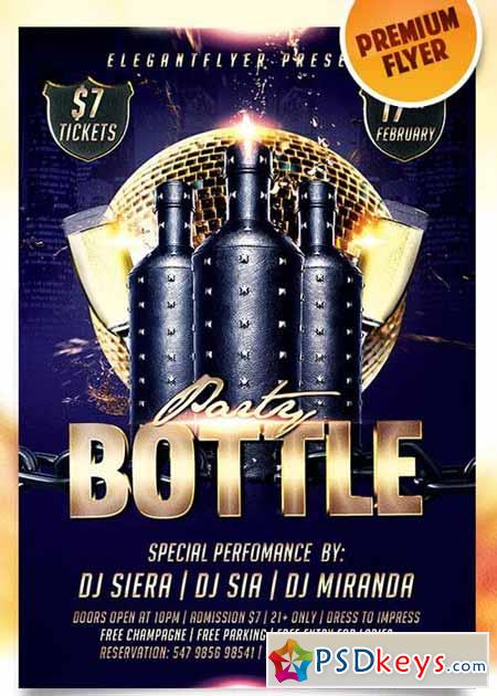 Bottle Party Flyer PSD Template + Facebook Cover
