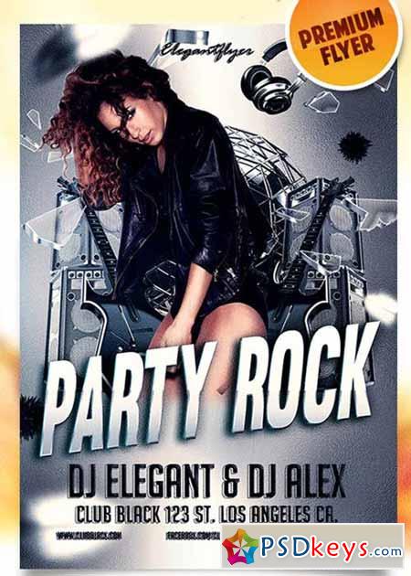Party Rock Flyer PSD Template + Facebook Cover