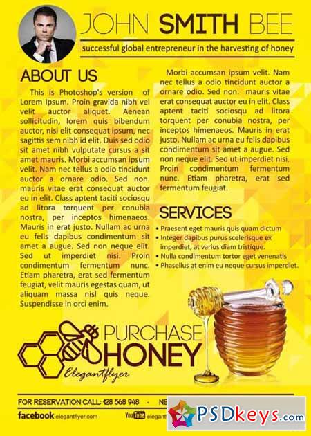 Purchase Honey Flyer PSD Template + Facebook Cover