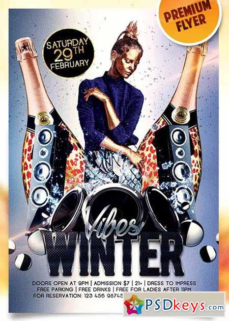 Winter Vibes Flyer PSD Template + Facebook Cover