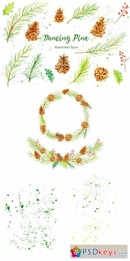 Watercolor Clipart Dancing Pine 479376