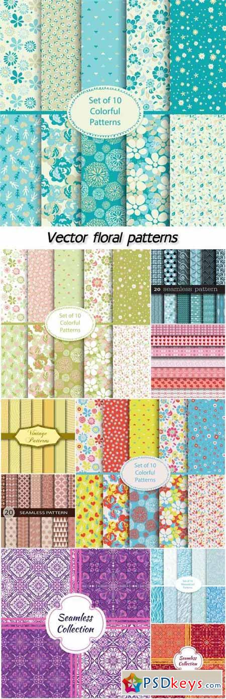 Vector textures, backgrounds with floral patterns and ornaments