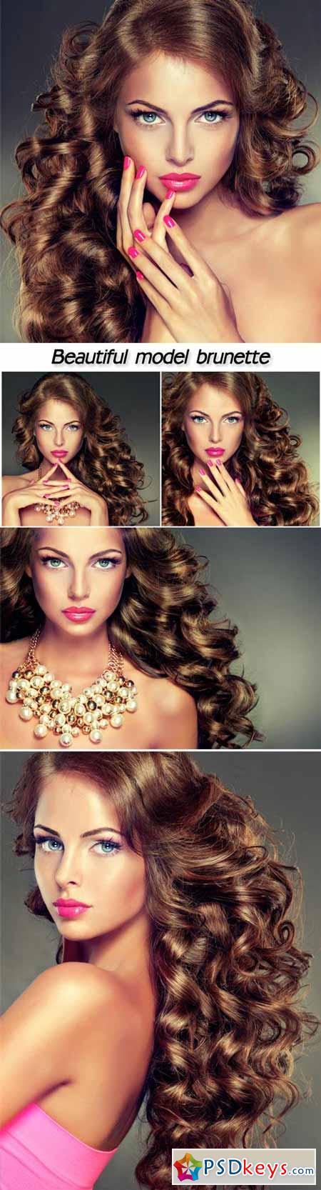 Beautiful model brunette with long curled hair