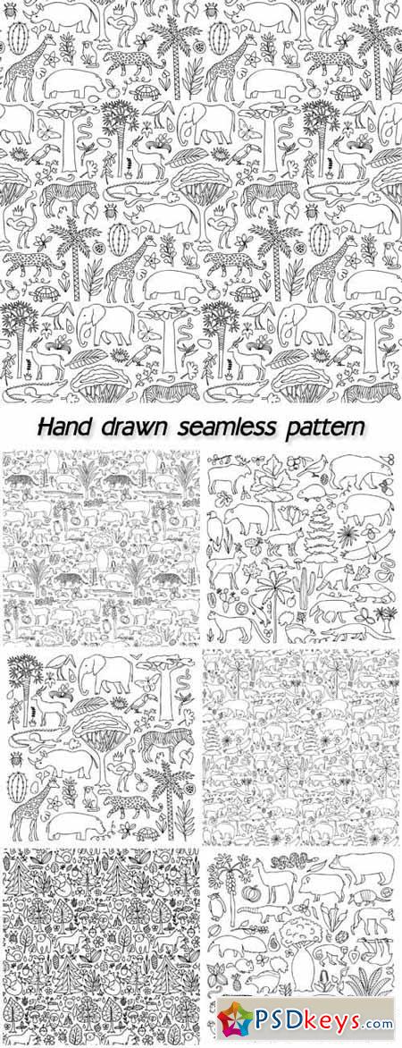 Hand drawn Africa and America seamless pattern