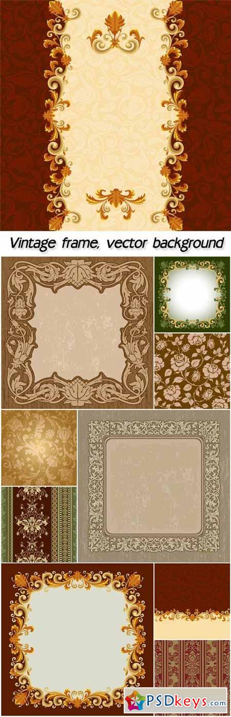 Vintage frame, ornament template with pattern