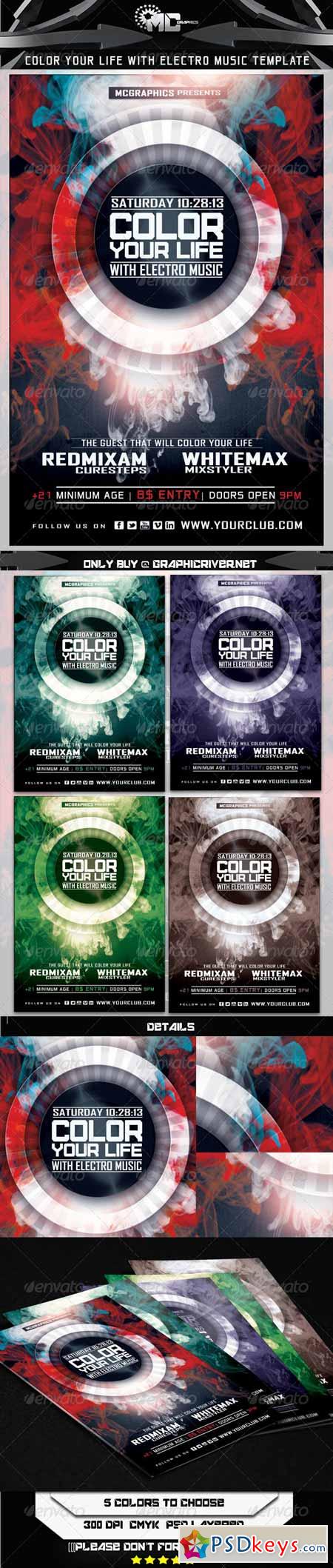 Color Your Life With Electro Music Flyer Template 5526033