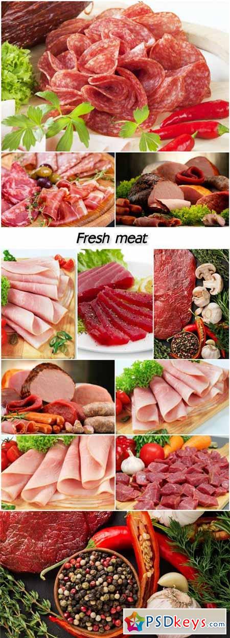 Fresh meat, herbs and vegetables
