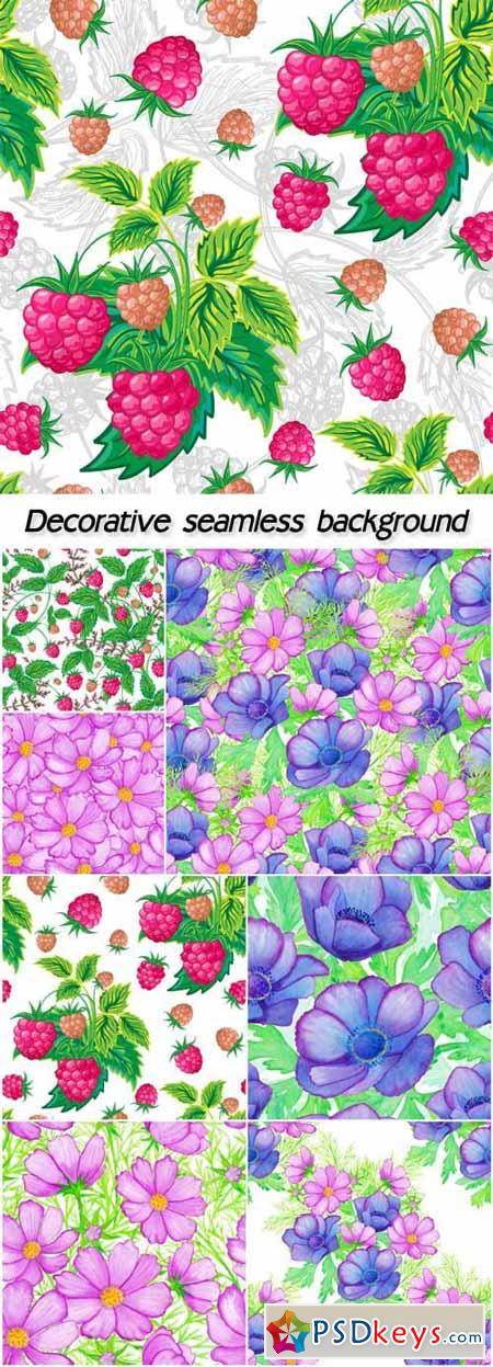 Watercolor decorative seamless background with a composition and flowers