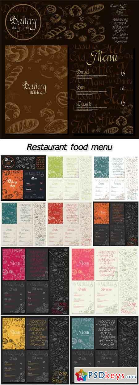 Restaurant food menu set vintage design with chalkboard #2