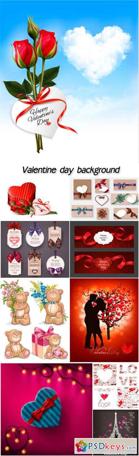Valentine day background, vector labels with hearts
