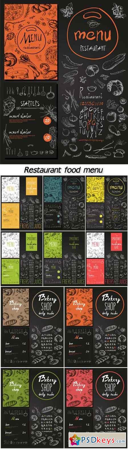 Restaurant food menu set vintage design with chalkboard