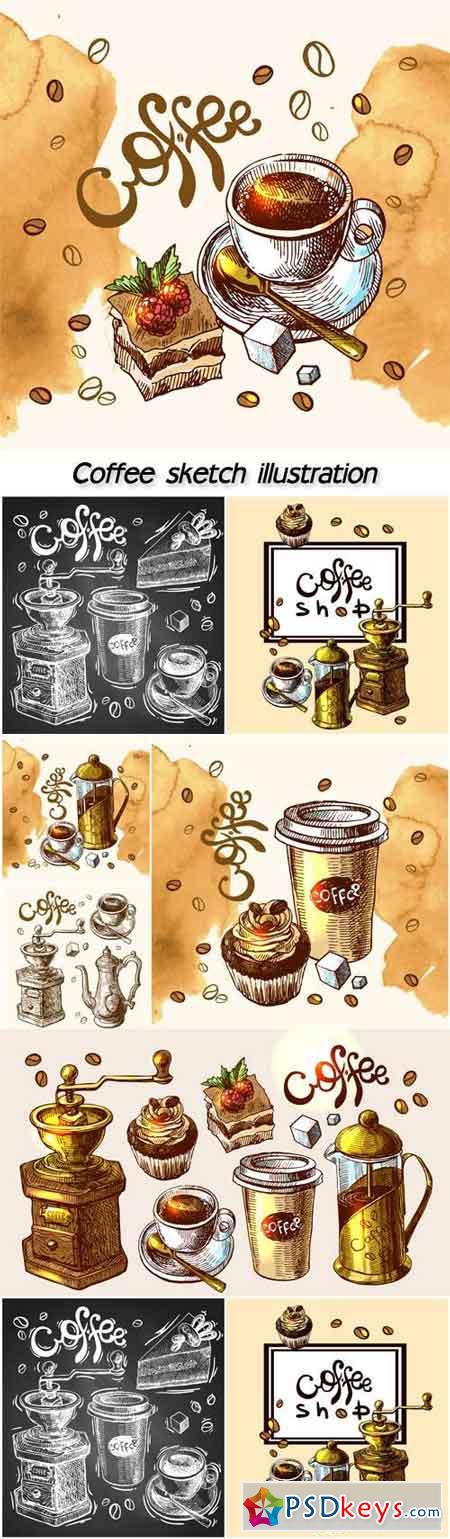 Coffee sketch illustration