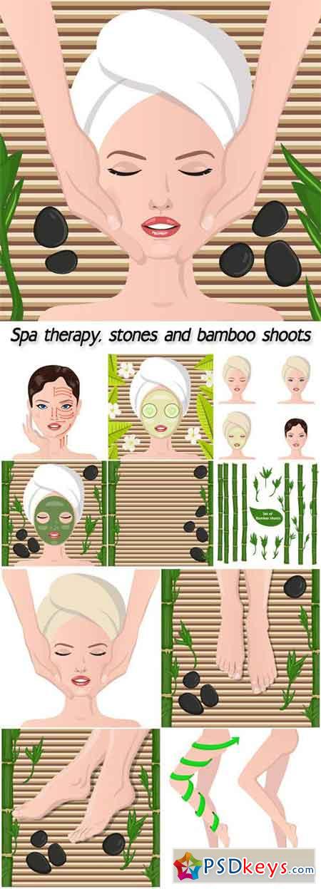 Spa therapy, stones and bamboo shoots
