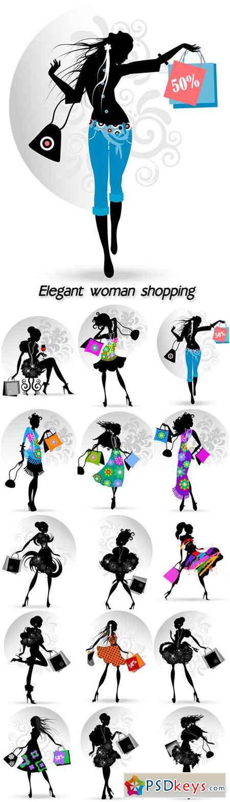 Elegant woman shopping, sale silhouette