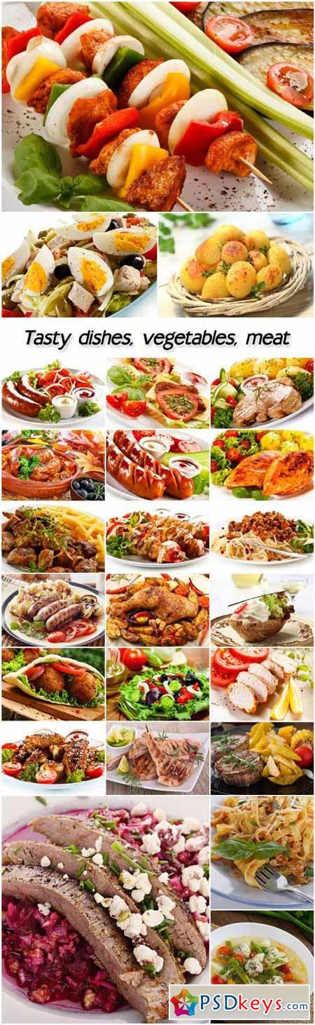 Tasty dishes, vegetables, meat