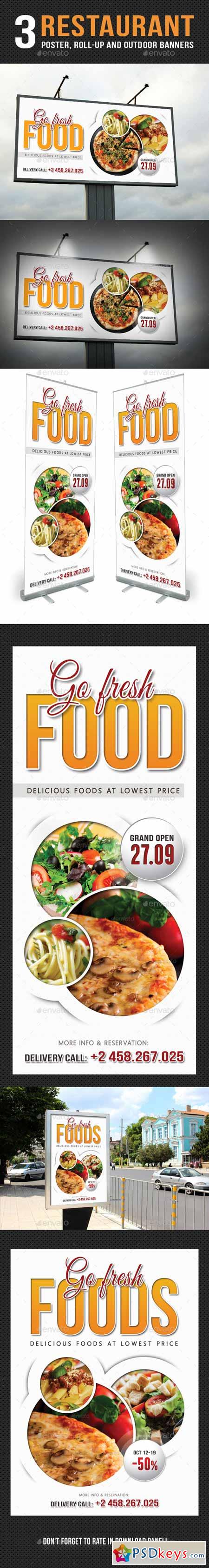 3 in 1 Restaurant Food Poster and Banners Bundle 13349606