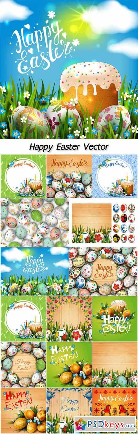 Easter card, template with easter eggs and flowers, folk paints