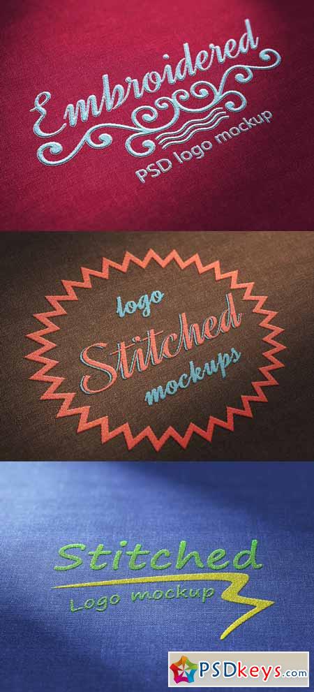 3 x Stiched Logo Mockups 545205
