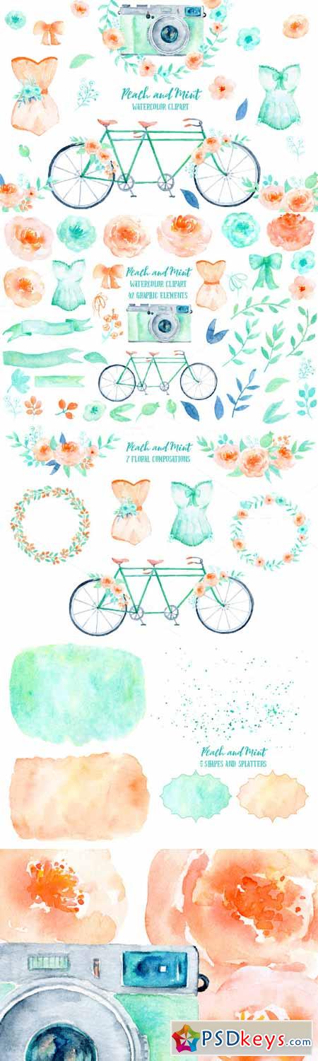 Wedding Clipart Peach and Mint 544289