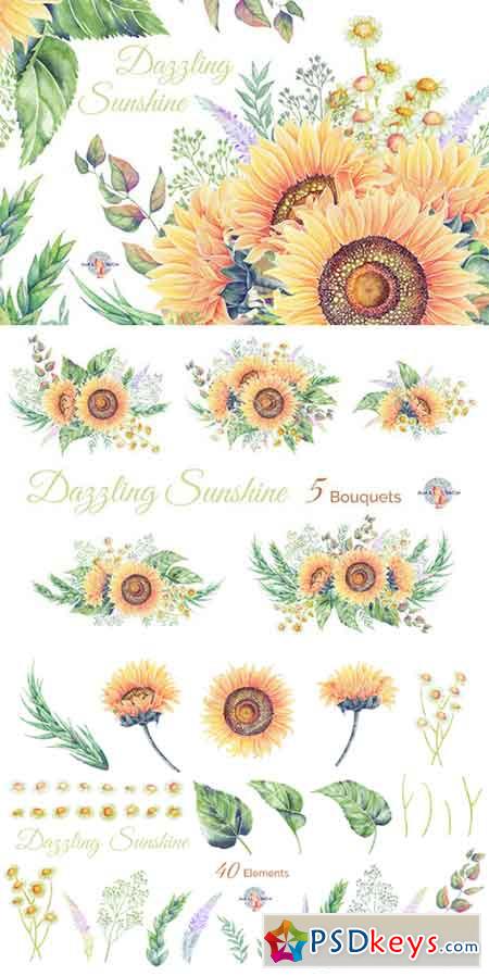 Dazzling Sunshine Watercolor Clipart 513807 » Free Download Photoshop ...