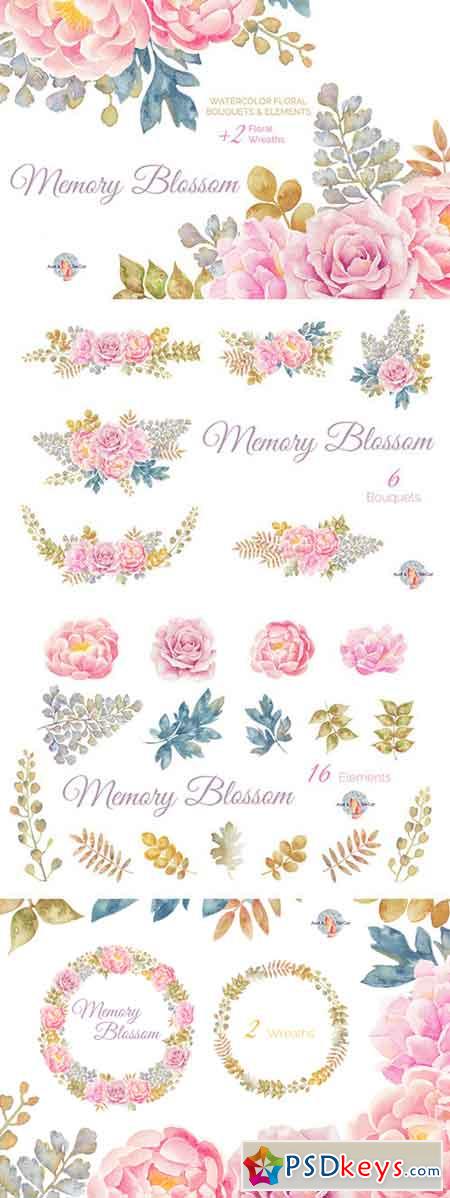 Memory Blossom Watercolor Clipart 448759