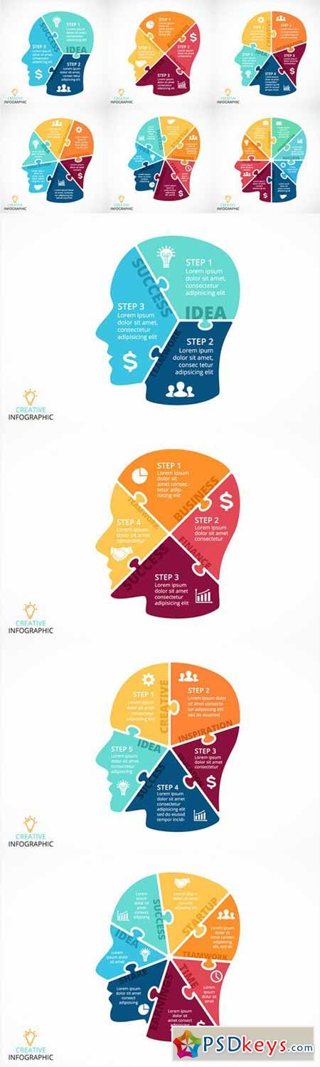 6 infographics with human face 294970