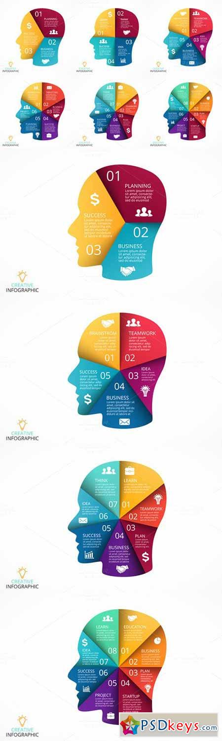 6 infographics with human face. v2 333937