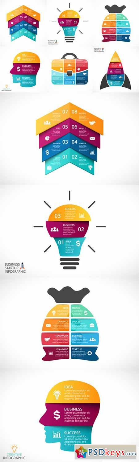 6 Startup Infographics. PSD, AI, EPS 339436